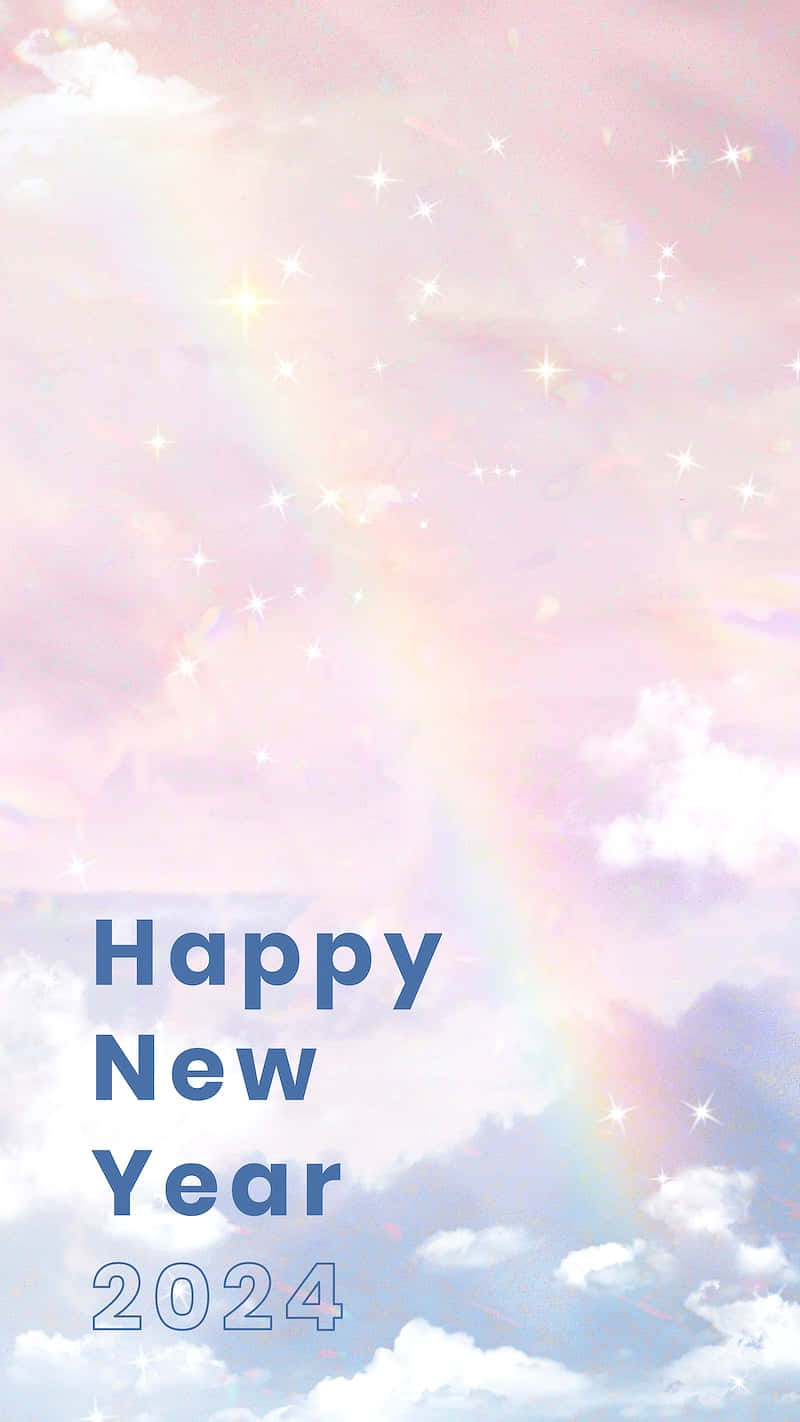 Happy New Year2024 Pastel Sky Greeting Wallpaper