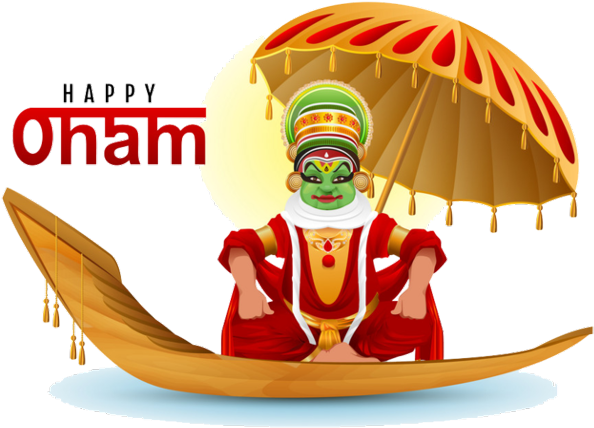 Happy Onam Celebration Kathakali Dancer PNG