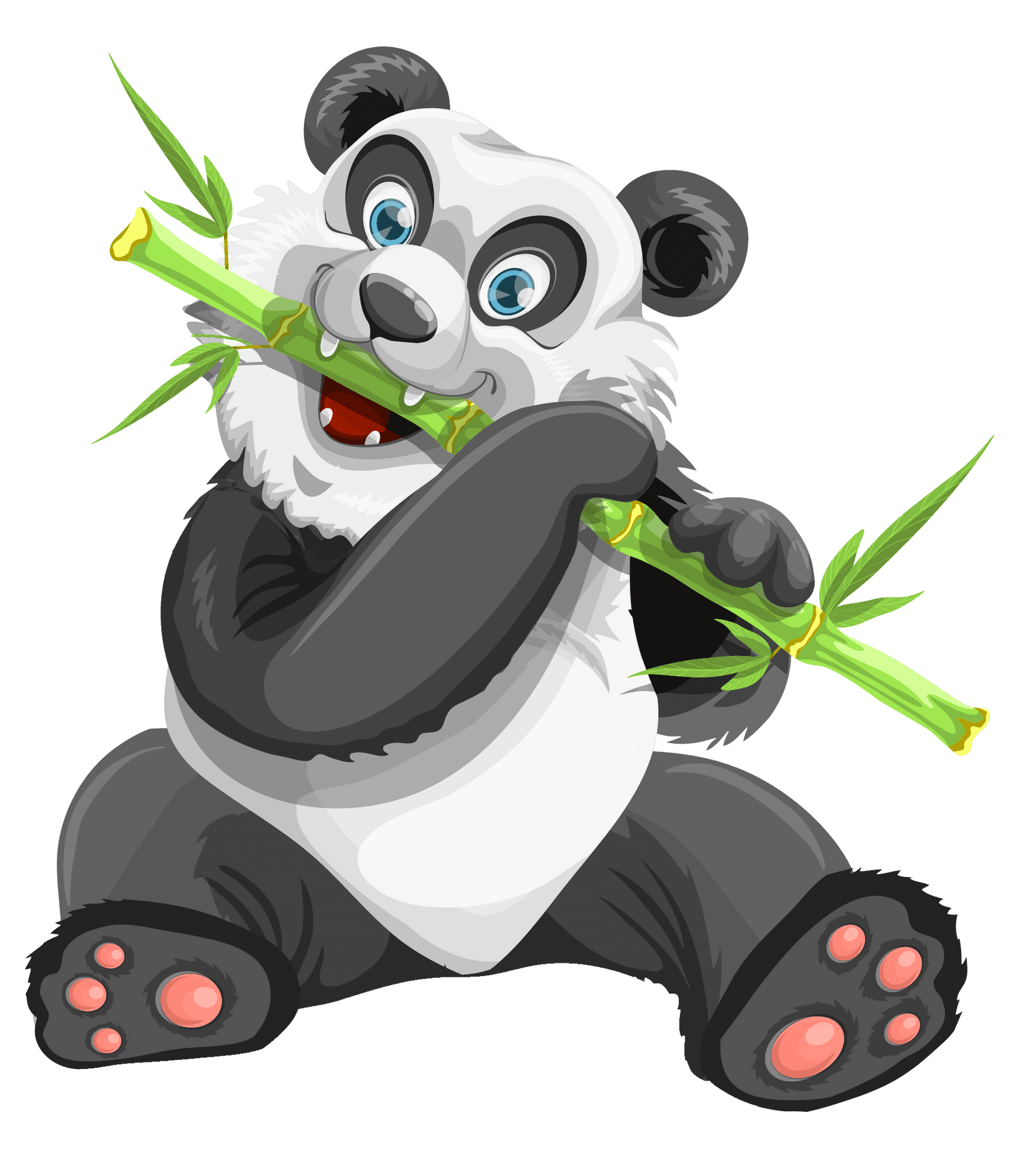Happy Panda Eating Bamboo PNG