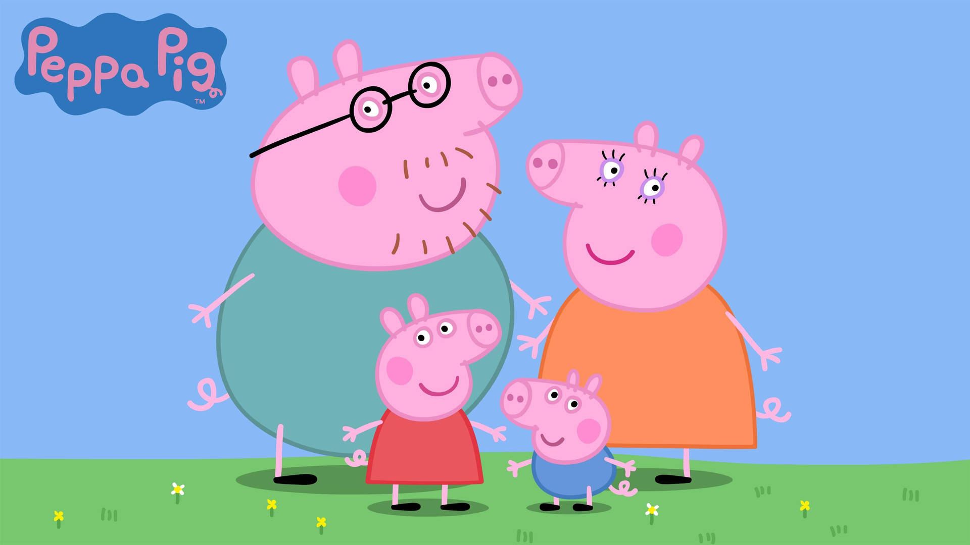 Peppa Pig and her Family Enjoy Time Together Wallpaper