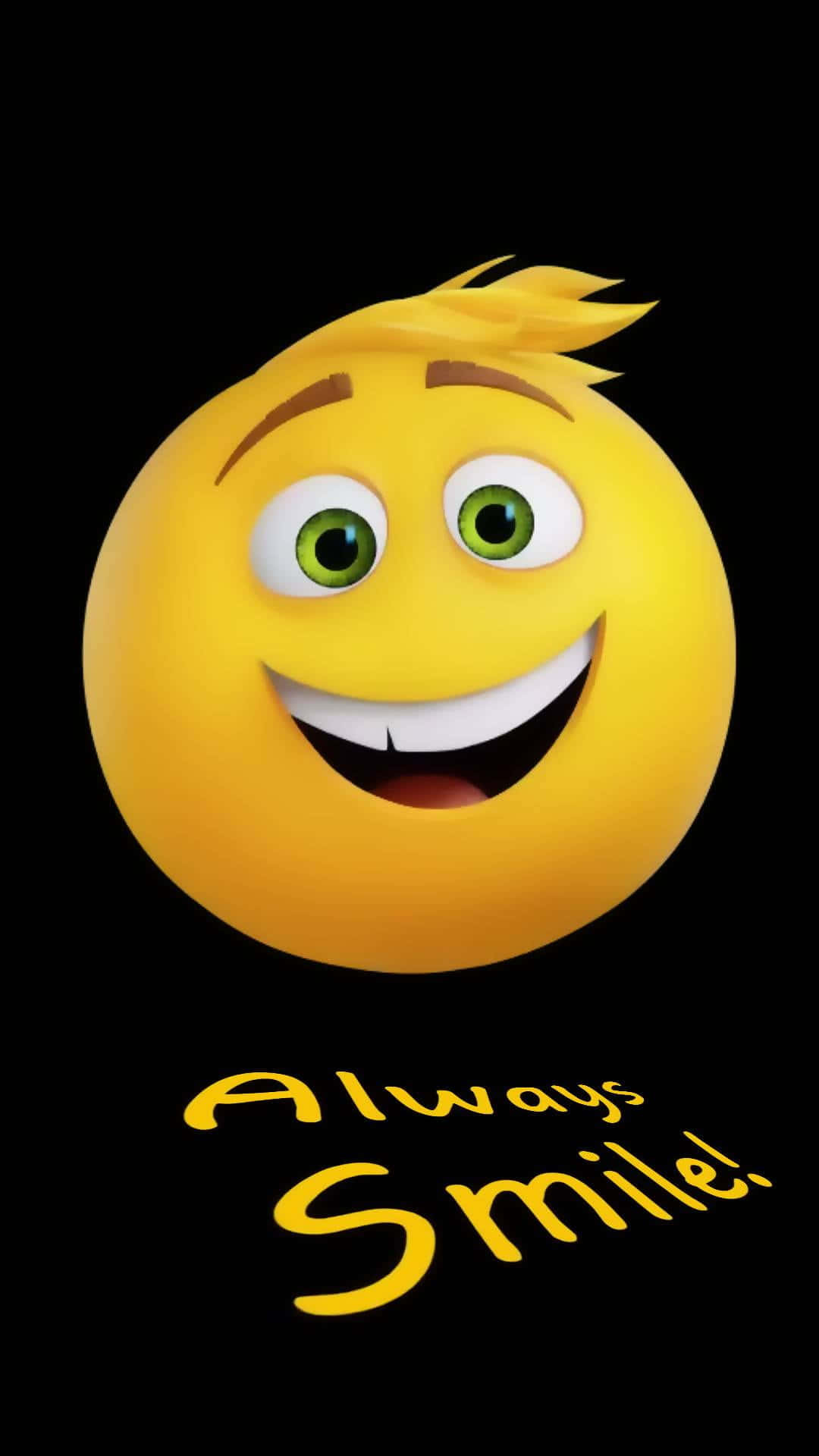 Einlachendes Emoji Mit Den Worten Immer Lächeln. Wallpaper