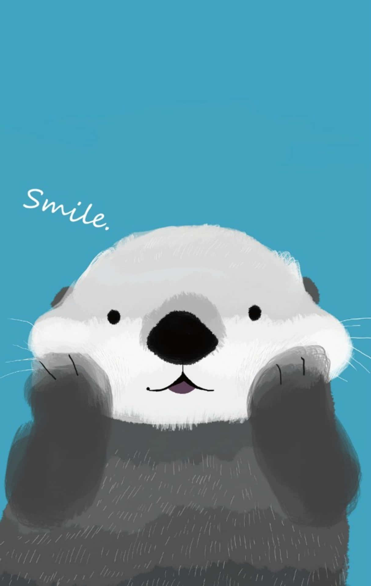A Cartoon Otter With The Words Smile On It Wallpaper