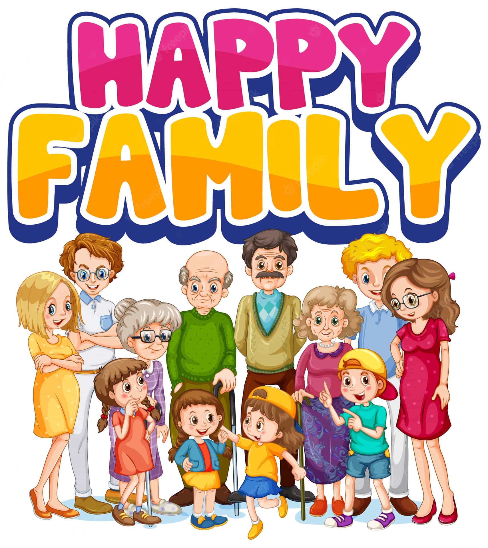 Happy Cartoon Family Picture