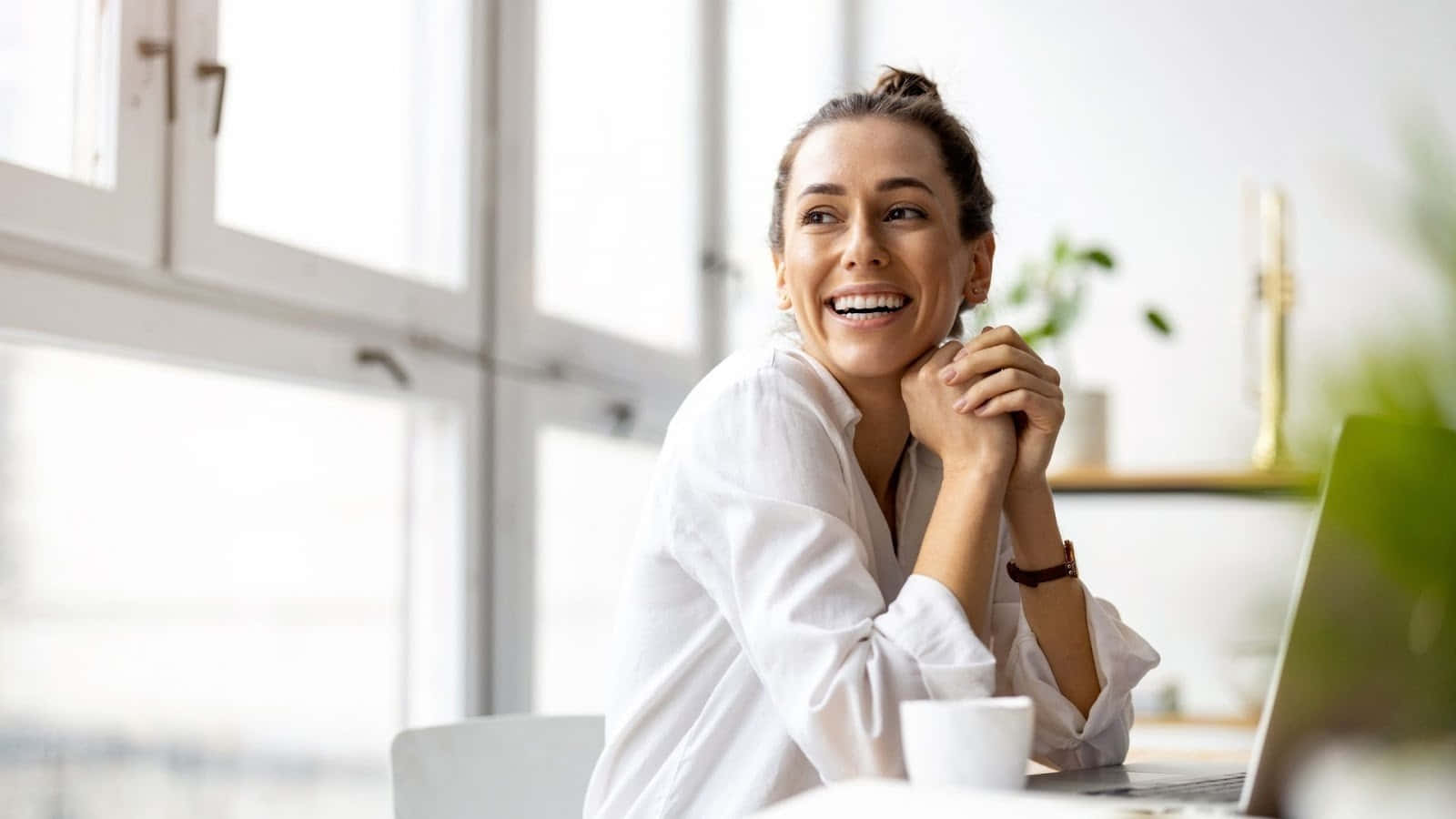 Happy Woman Sitting Picture