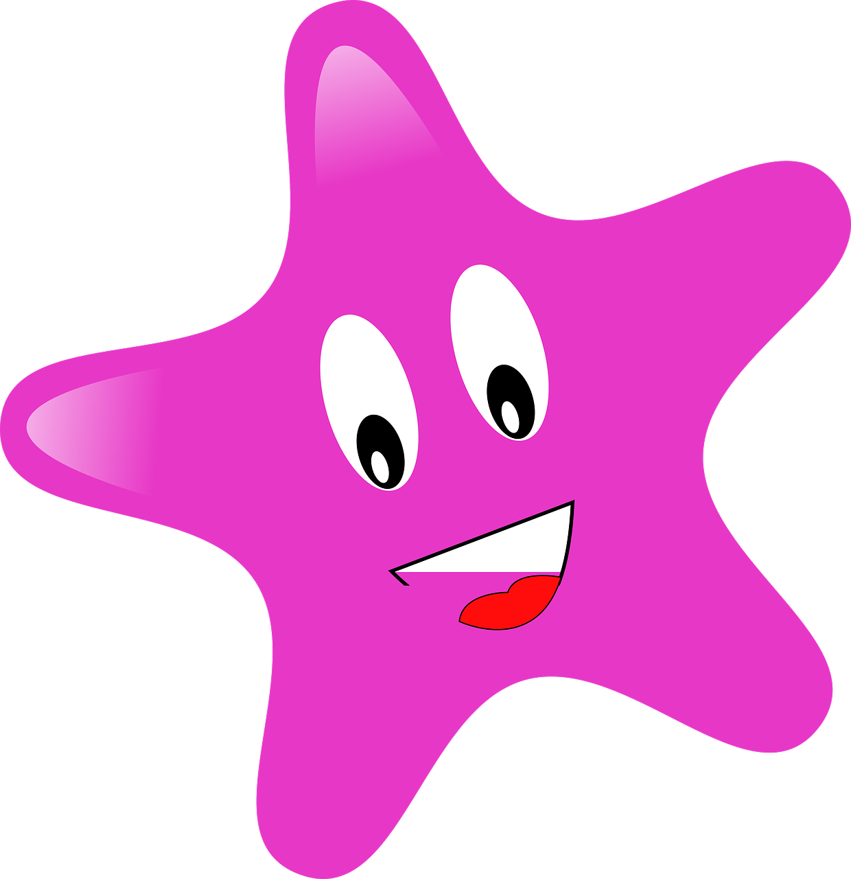 Happy Pink Star Cartoon Character PNG