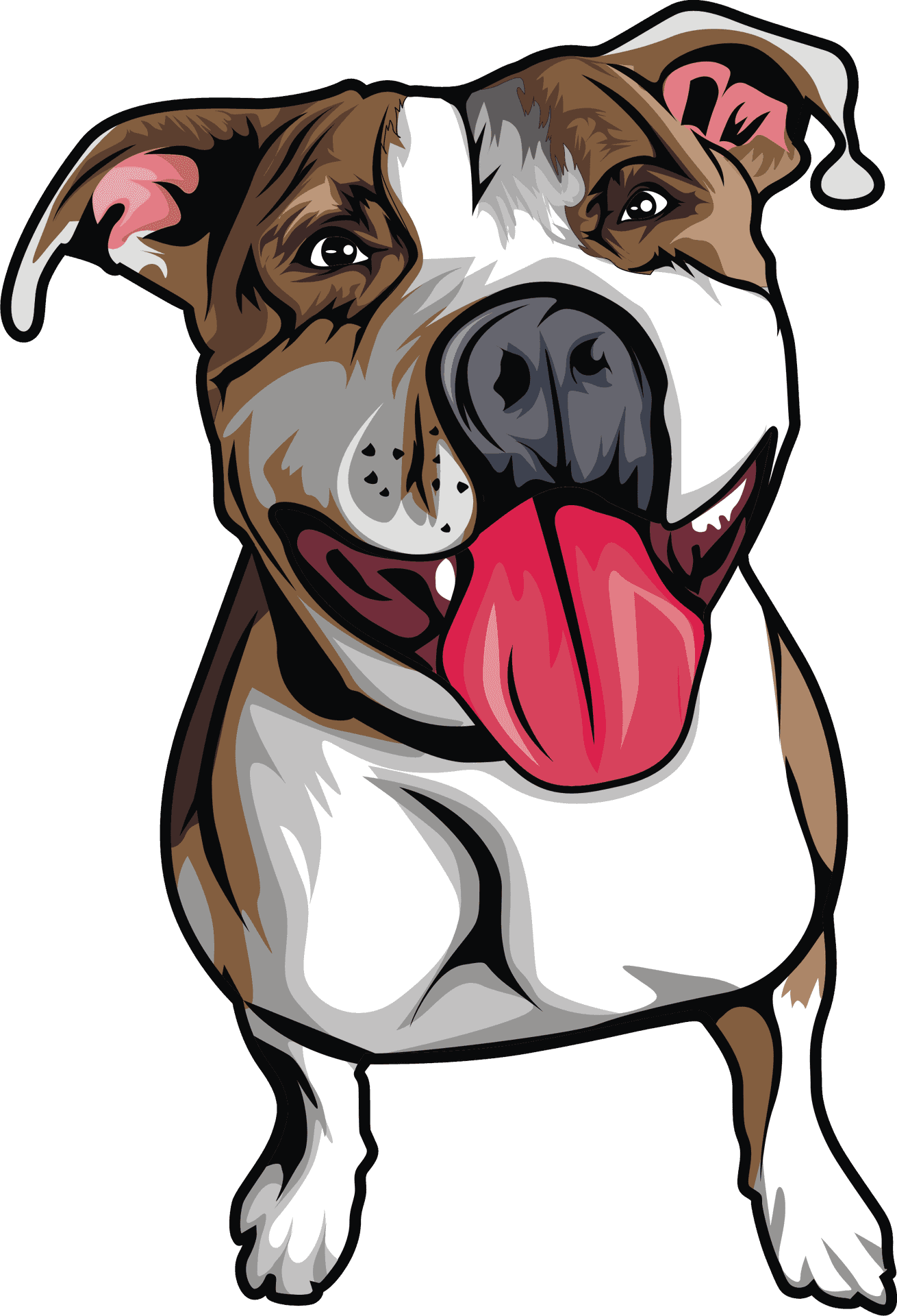 Happy Pitbull Cartoon Illustration PNG