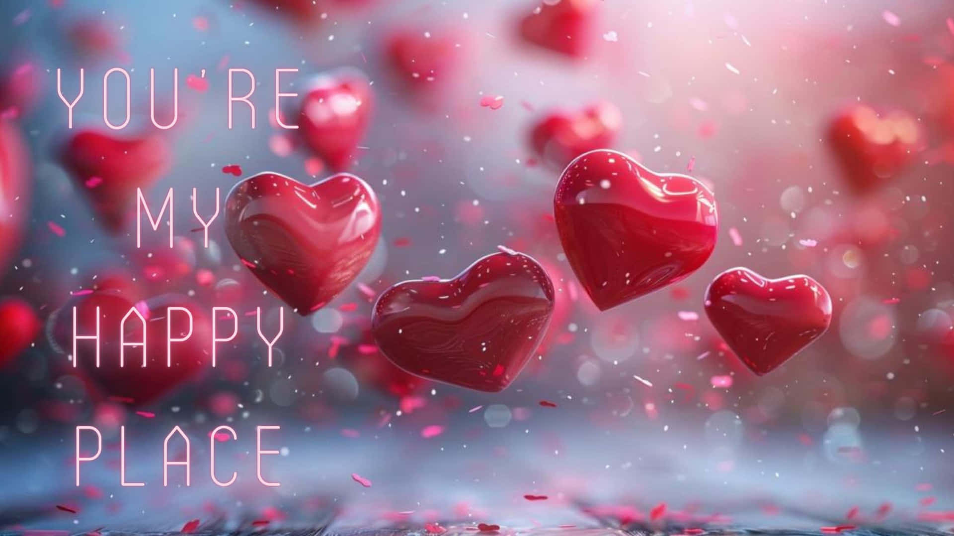Happy Place Romantic Hearts Quote Wallpaper
