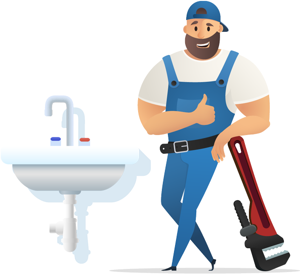 Happy Plumber With Toolsand Sink PNG