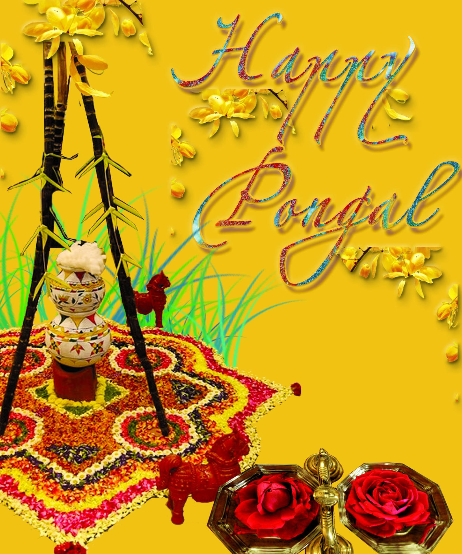 Happy Pongal Decorations Wallpaper