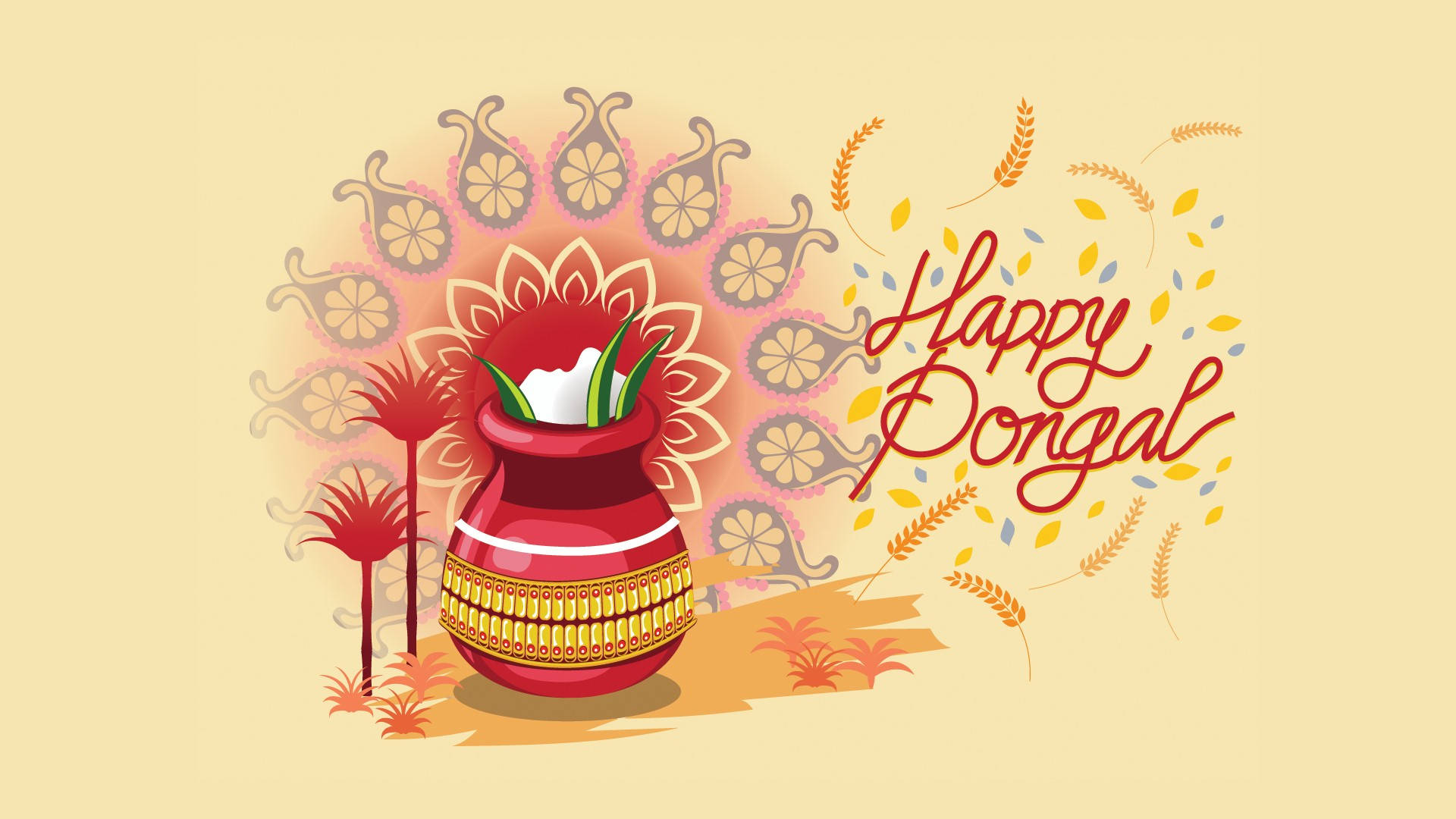 Happy Pongal Digital Illustration Wallpaper