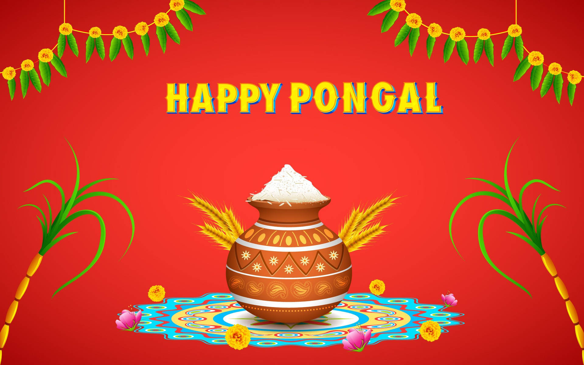 Happy Pongal Festive Banner Wallpaper