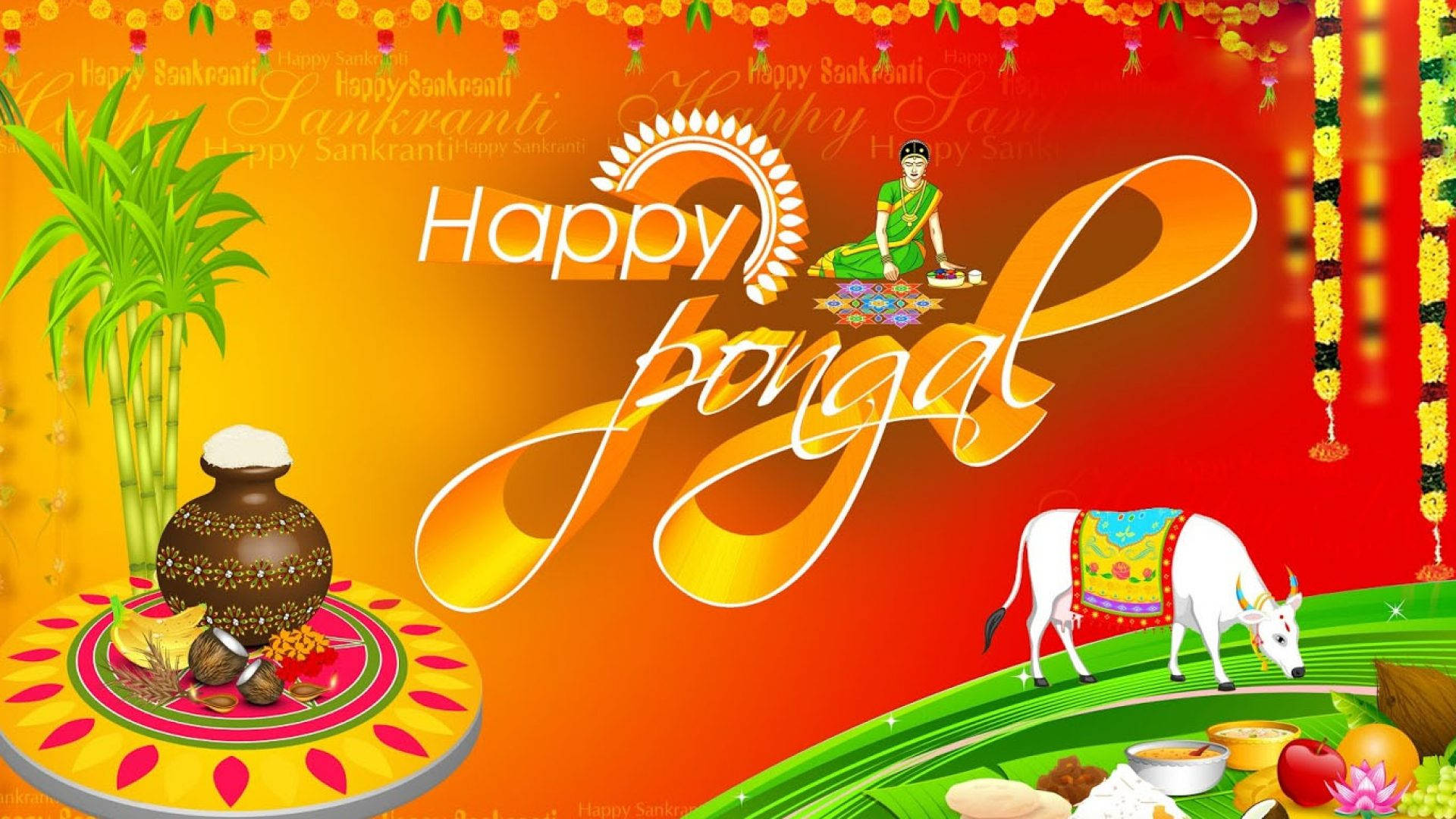 Happy Pongal Indian Holiday Wallpaper