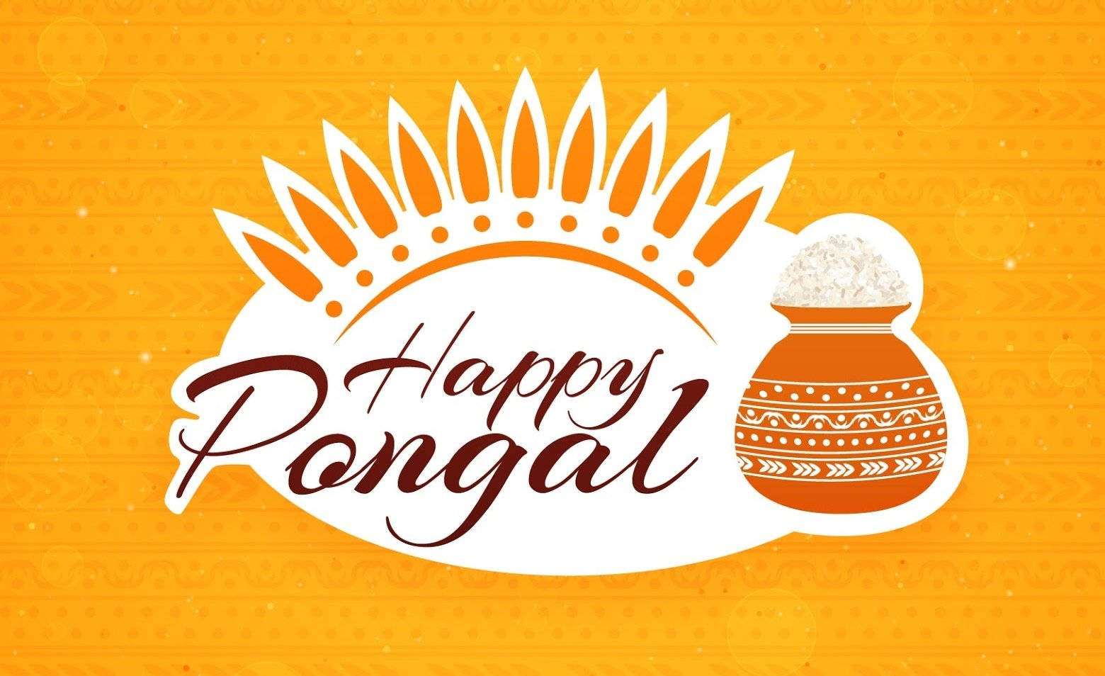 Happy Pongal Orange Greeting Card Wallpaper