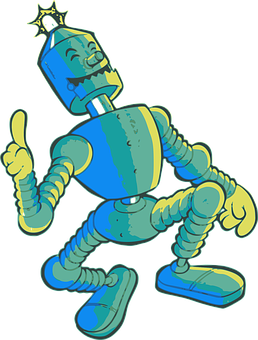Happy Robot Thumbs Up Cartoon PNG