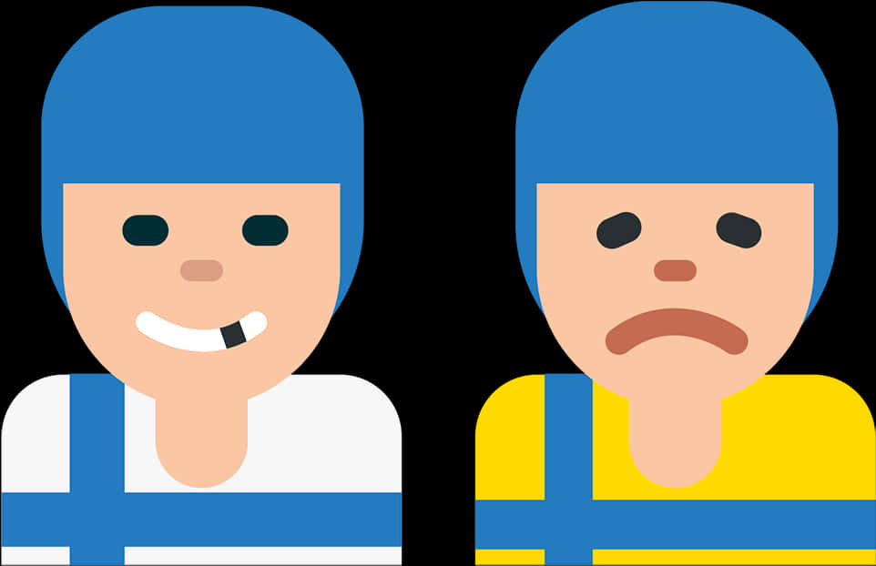 Happy Sad Blue Emoji Faces PNG