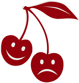 Happy Sad Cherries Illustration PNG