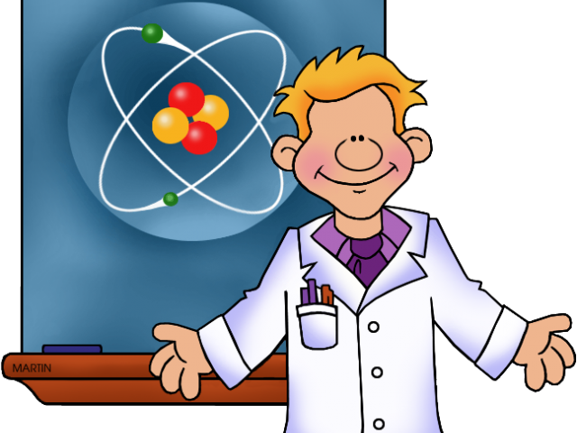 Happy Scientist Cartoon Atom Background PNG
