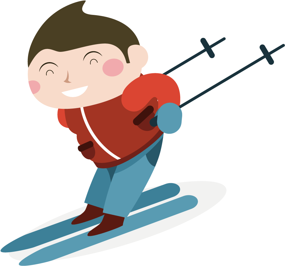 Download Happy Skier Cartoon Clipart | Wallpapers.com