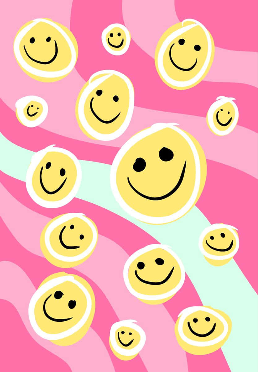 Happy Smiley Faces Pink Background.jpg Wallpaper