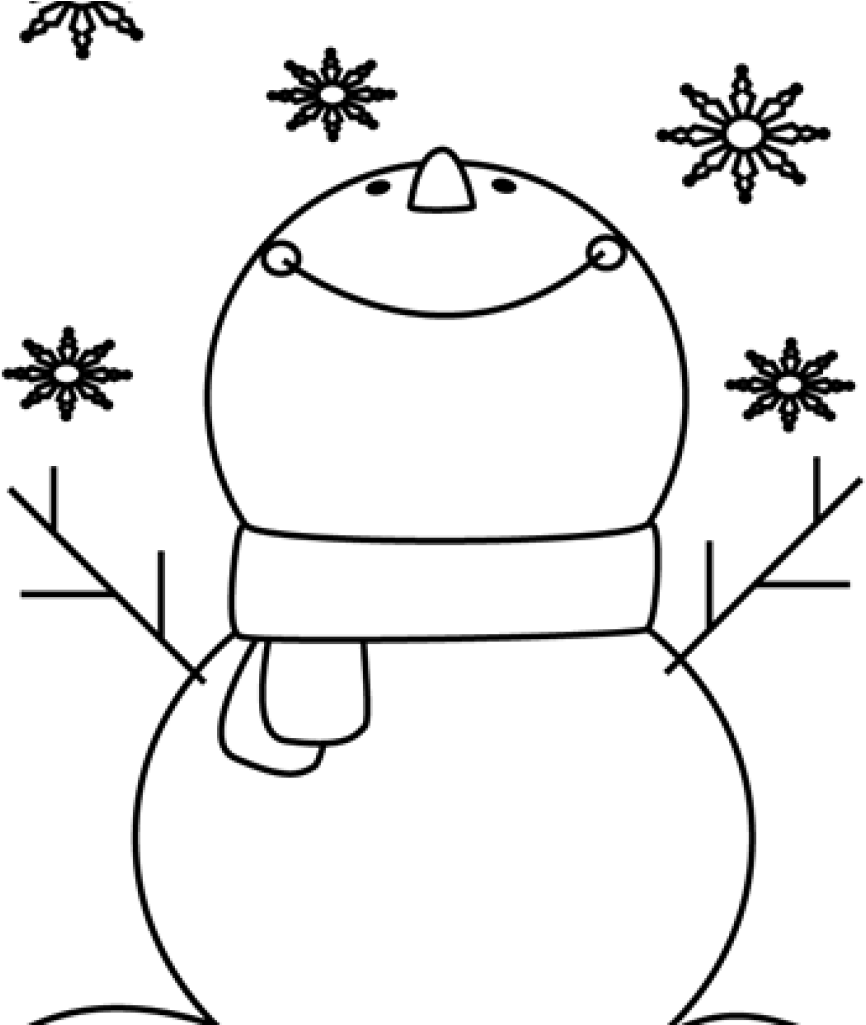 Happy Snowman Clipart Outline PNG