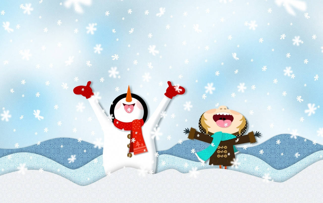 Happy Snowman Funny Christmas Wallpaper
