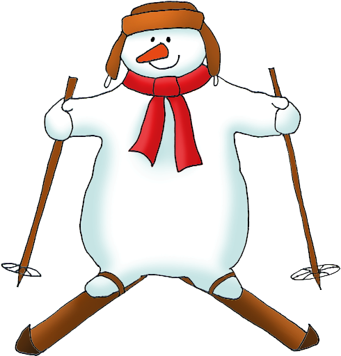 Happy Snowman Skiing Clipart PNG