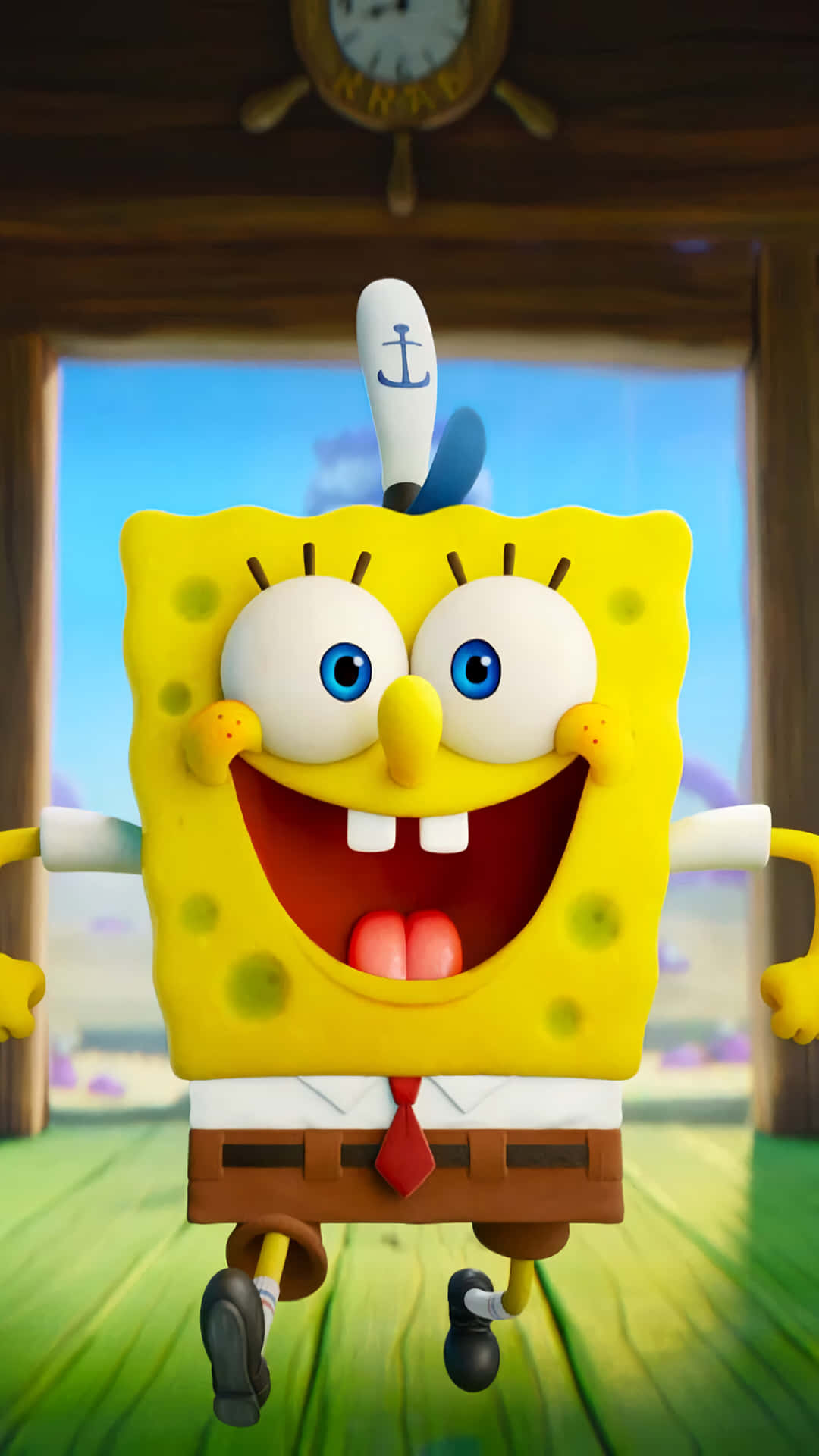 Happy Sponge Bob Jumping Wallpaper