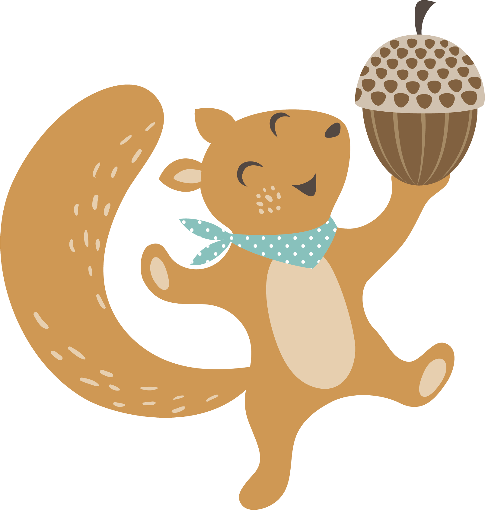 Happy Squirrel Holding Acorn PNG