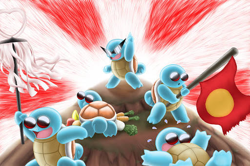 Happy Squirtle With Flag Wallpaper