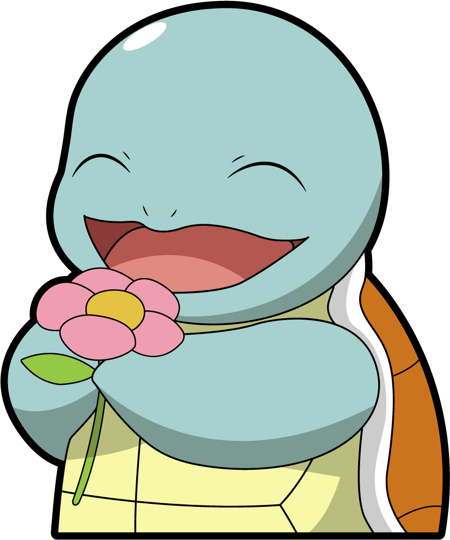 Happy Squirtle With Flower.png PNG