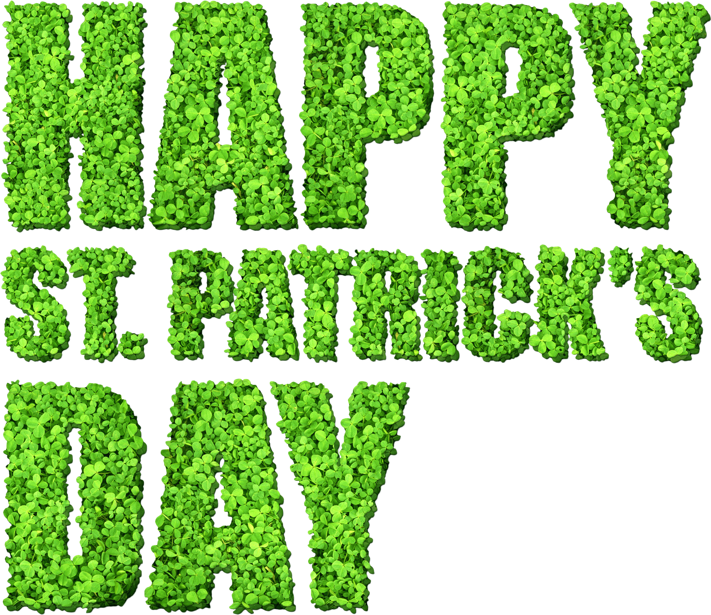 Happy St Patricks Day Clover Text PNG