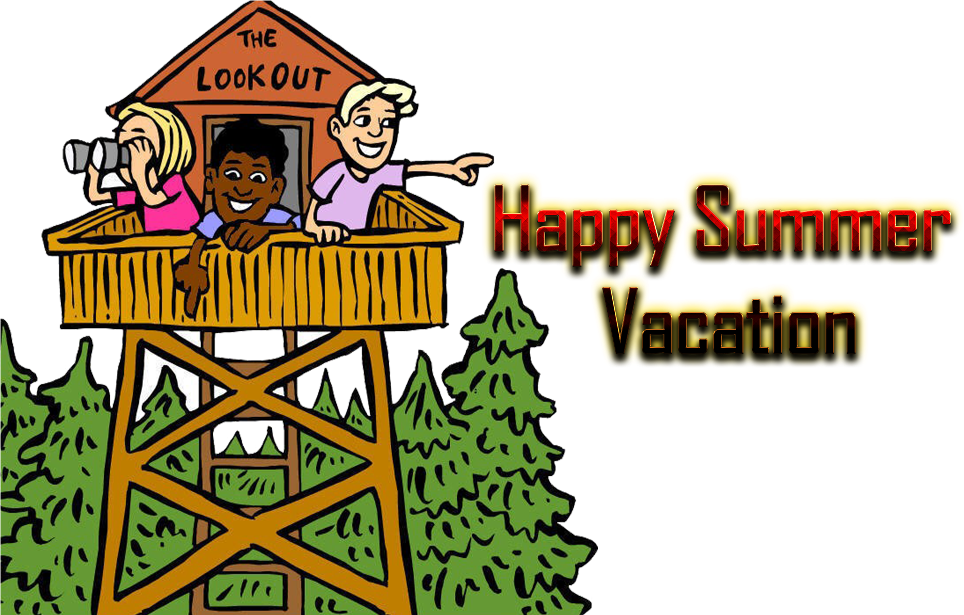Happy Summer Vacation Lookout Tower PNG