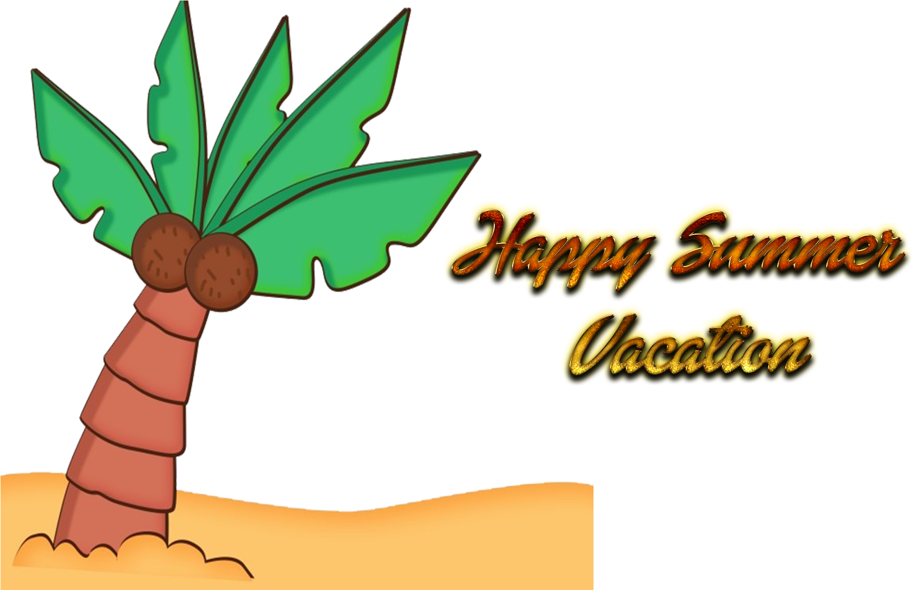 Happy Summer Vacation Palm Graphic PNG