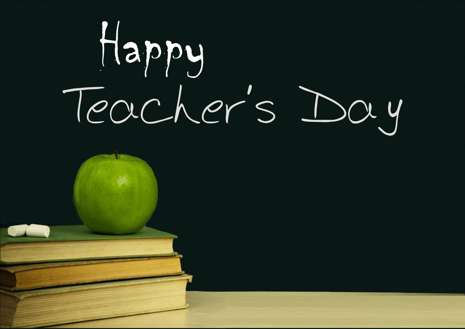 Happy Teachers' Day Books And Apple Wallpaper