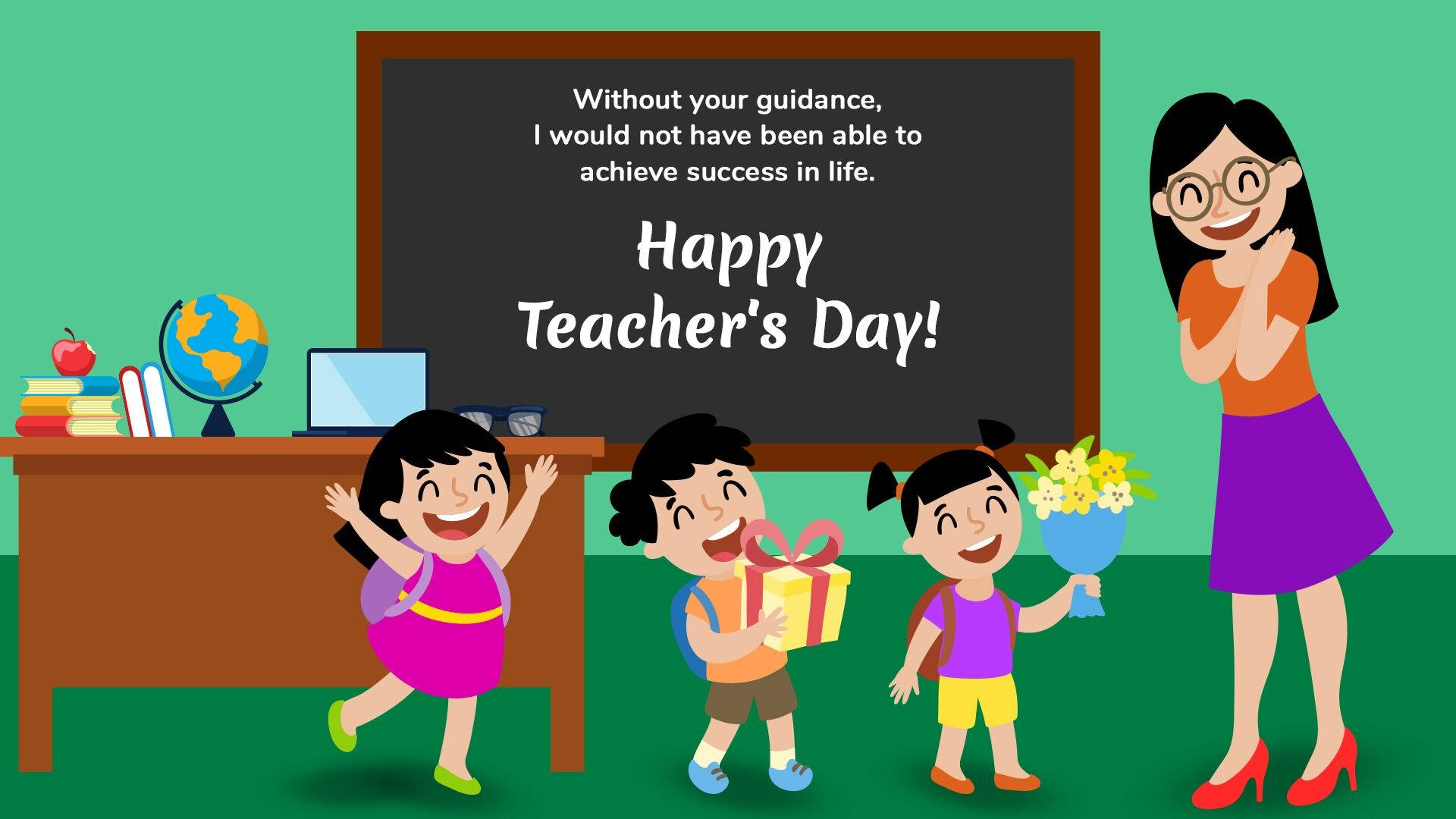 Download Happy Teachers' Day Cartoon Wallpaper 