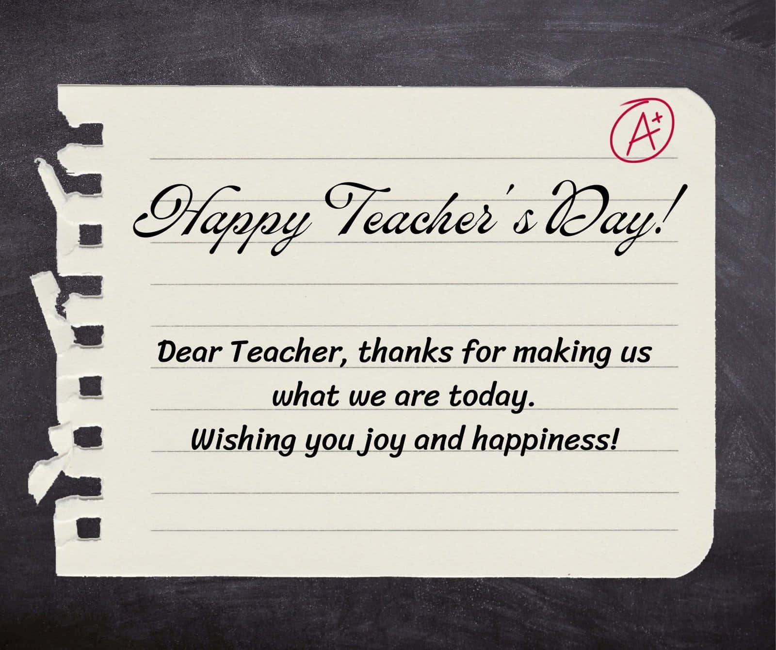 Happy Teachers Day Note A Grade Wallpaper