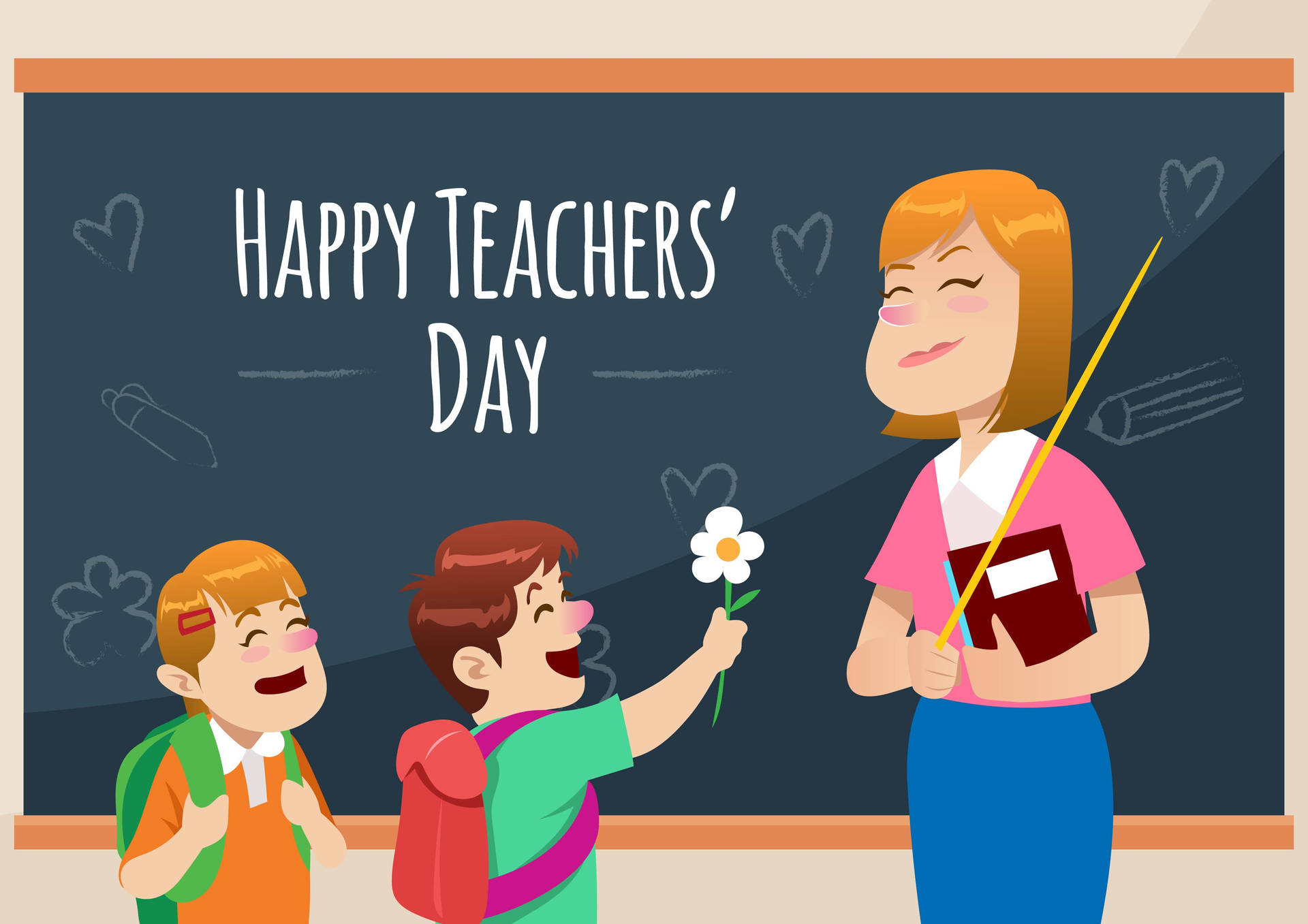 Happy Teachers' Day White Flower Wallpaper