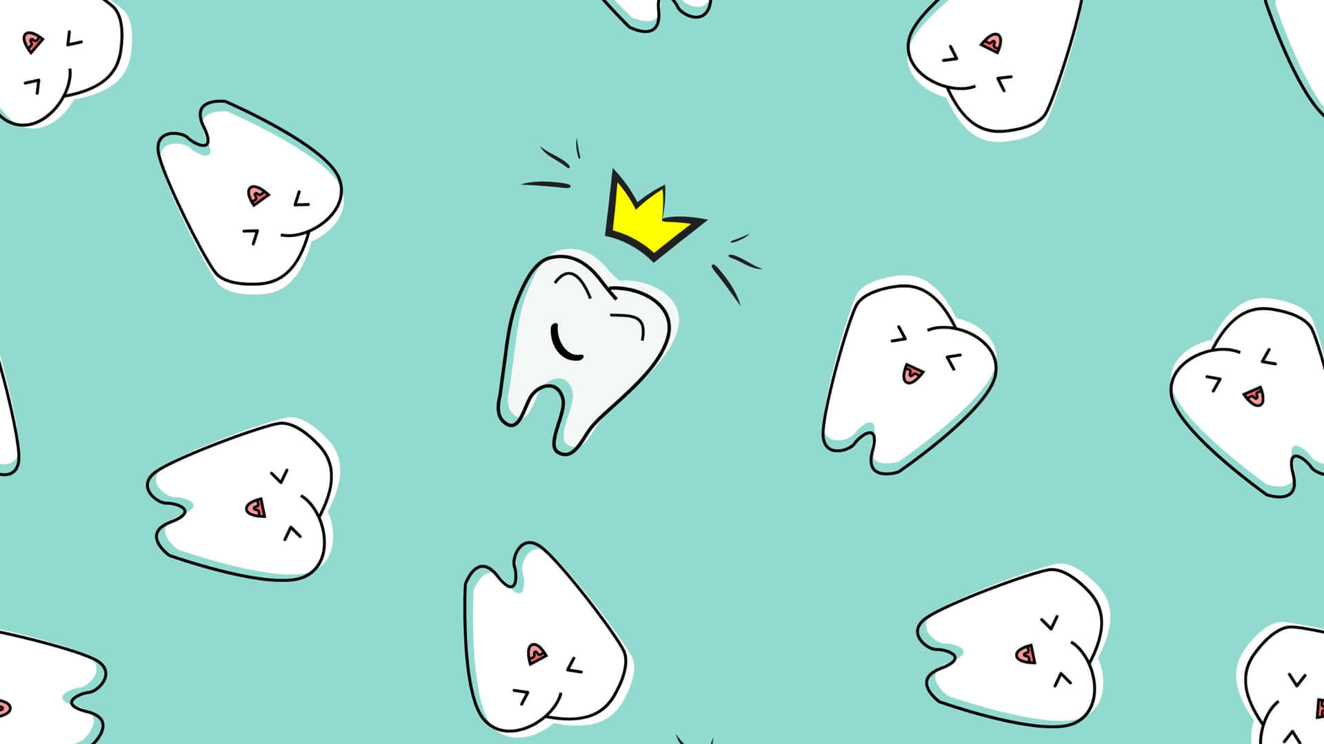 Happy_ Teeth_ Cartoon_ Pattern Wallpaper