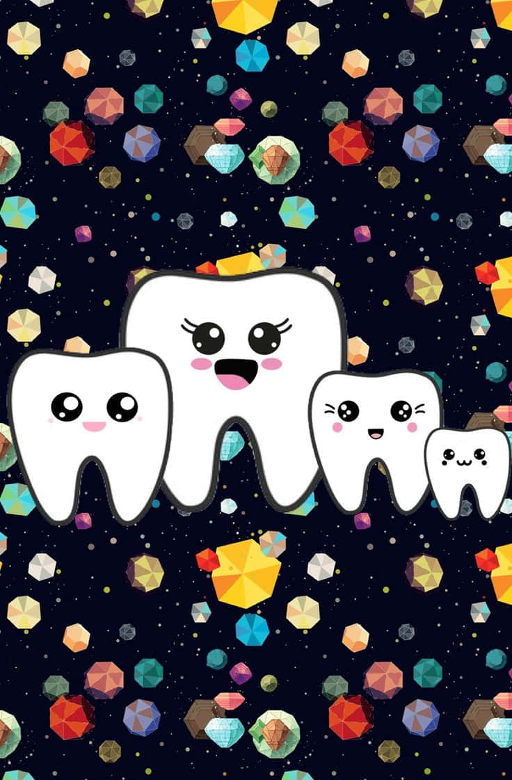 Happy Teeth Family Cartoon Illustration Wallpaper