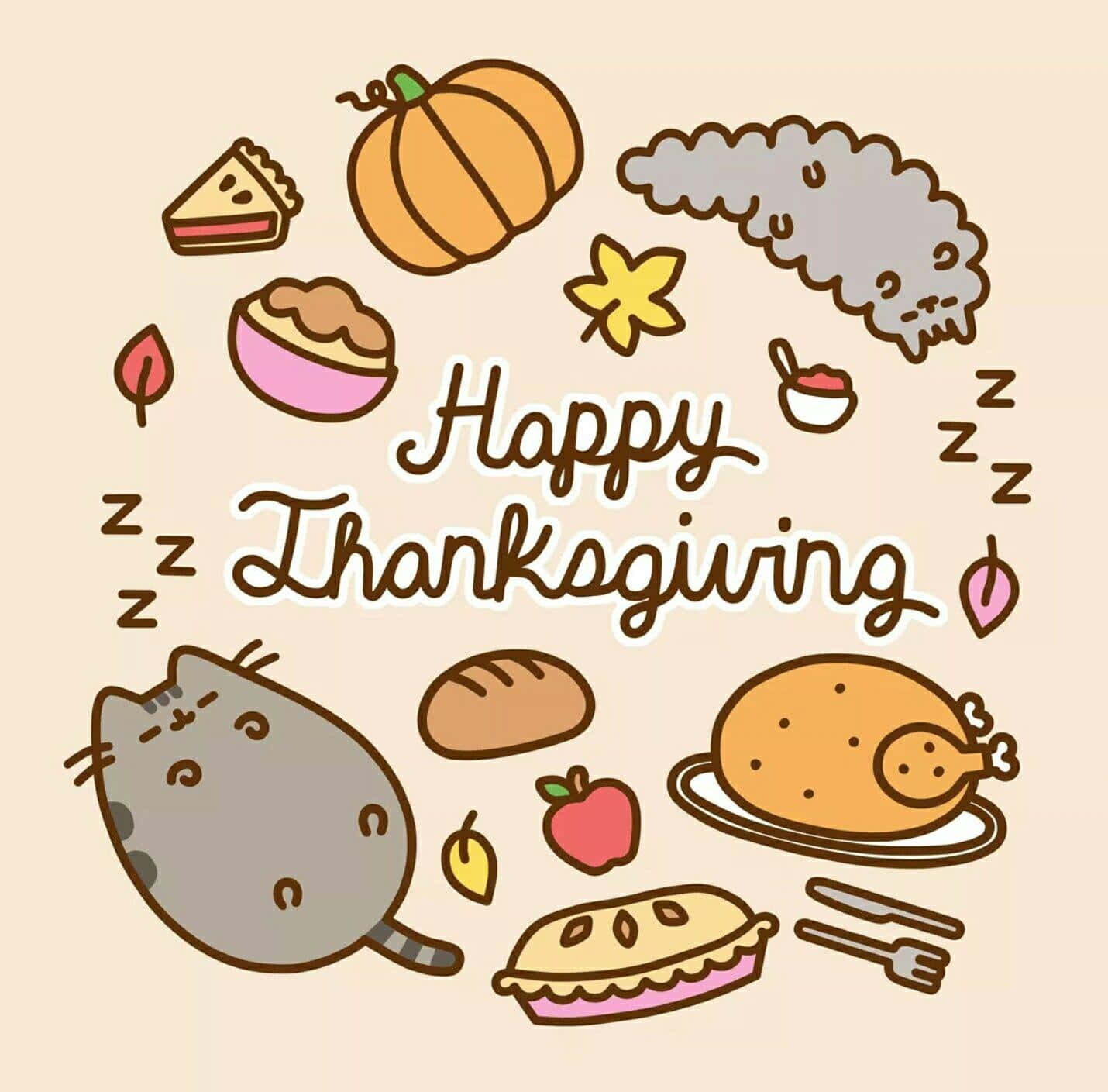 Doodledi Happy Thanksgiving Con Un Gatto E Altri Oggetti
