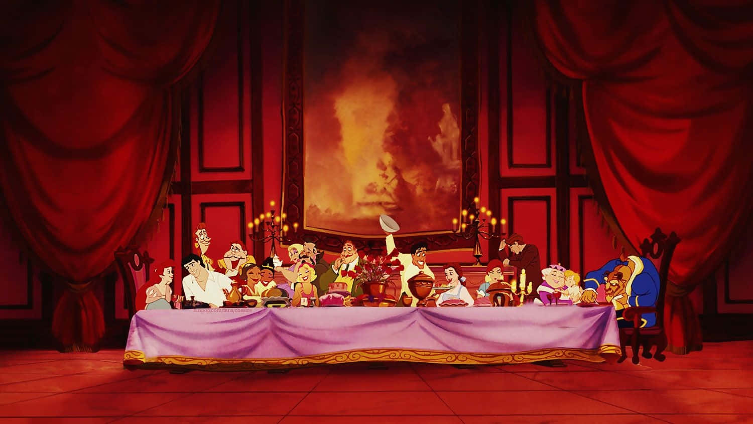 Disney Characters Happy Thanksgiving Banquet Wallpaper