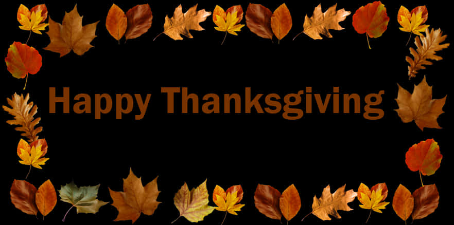 Happy Thanksgiving Autumn Leaves Frame PNG