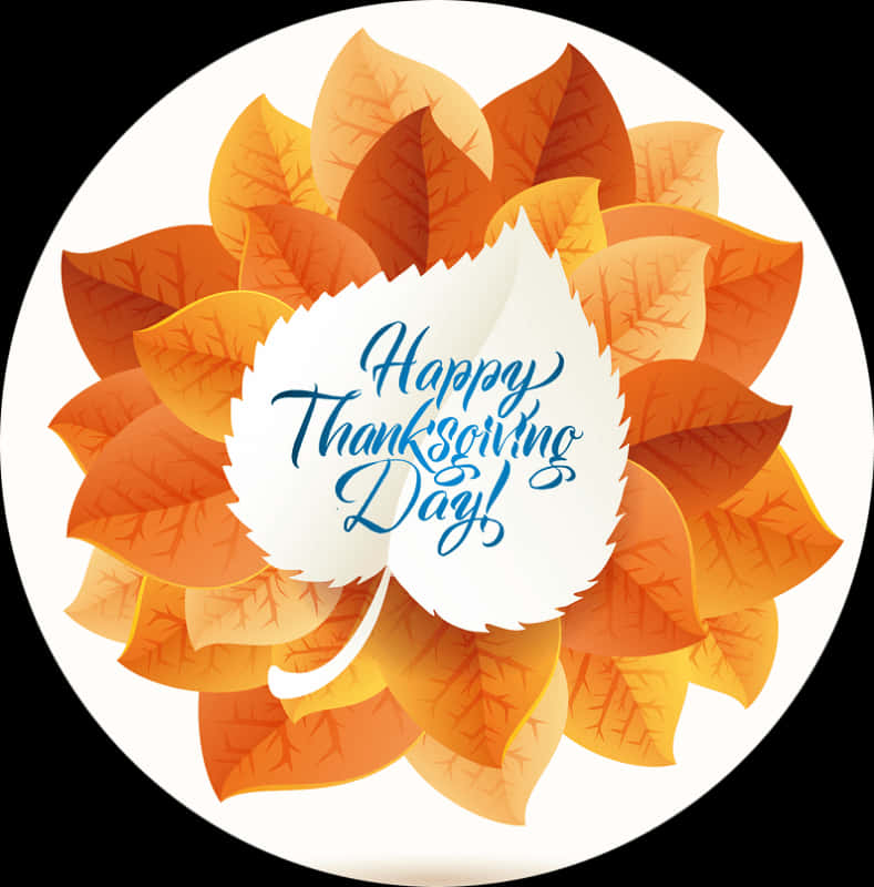 Happy Thanksgiving Day Autumn Leaves PNG
