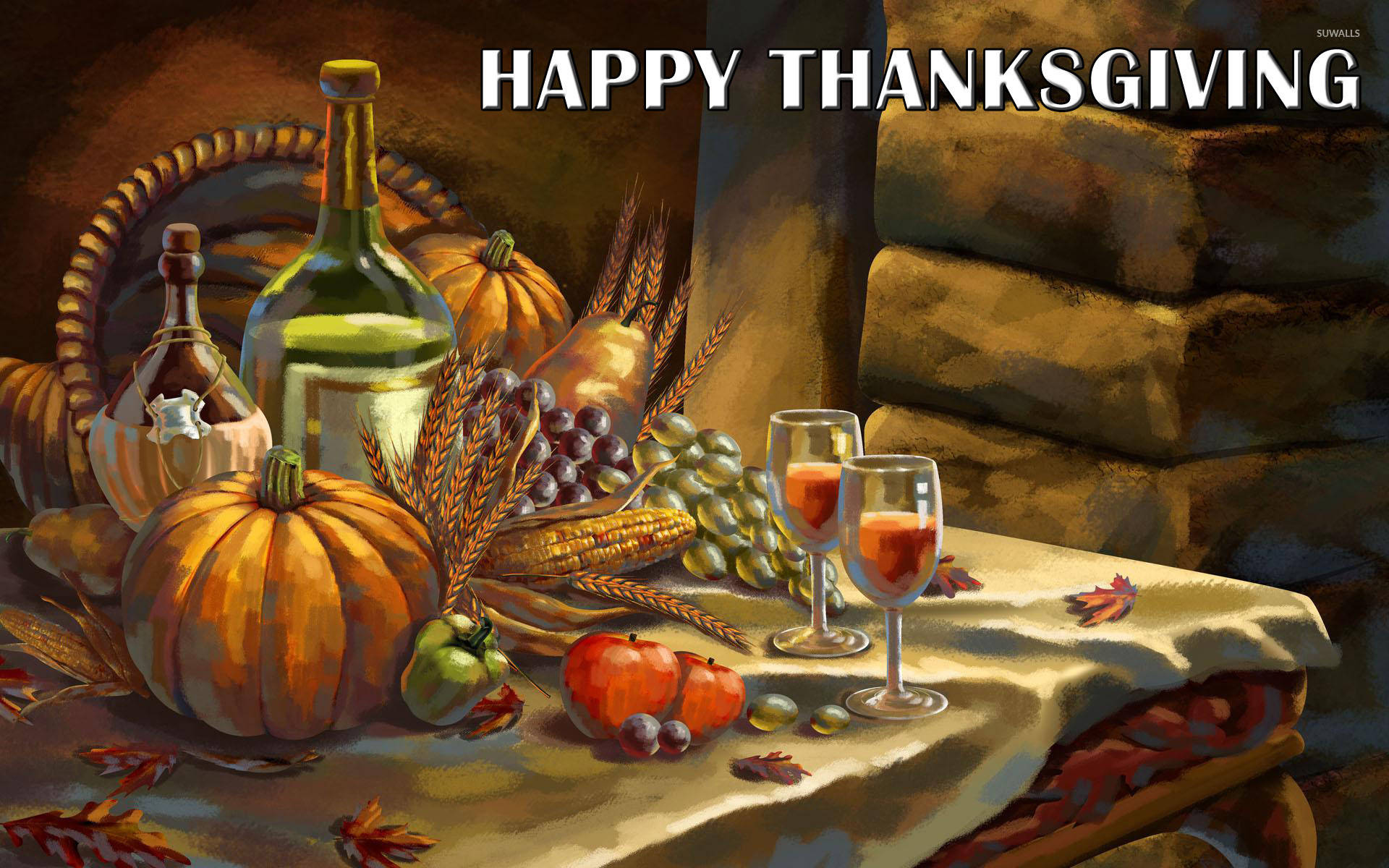 Happy Thanksgiving Day Painting Wallpaper