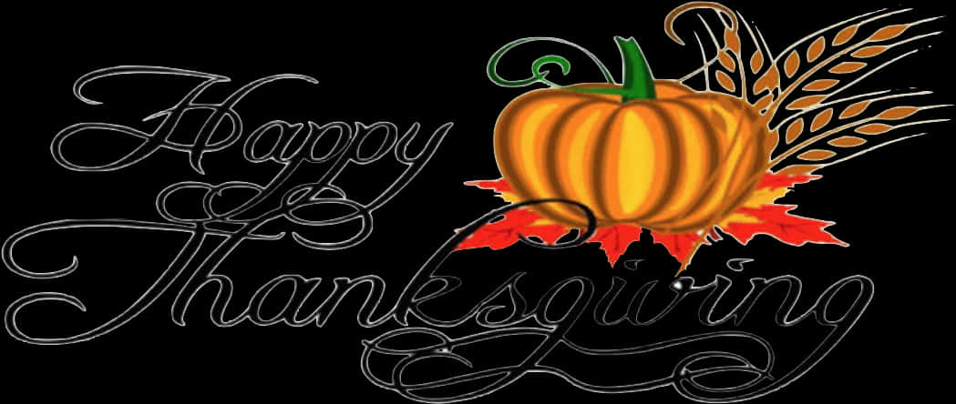 Happy Thanksgiving Pumpkinand Wheat Graphic PNG