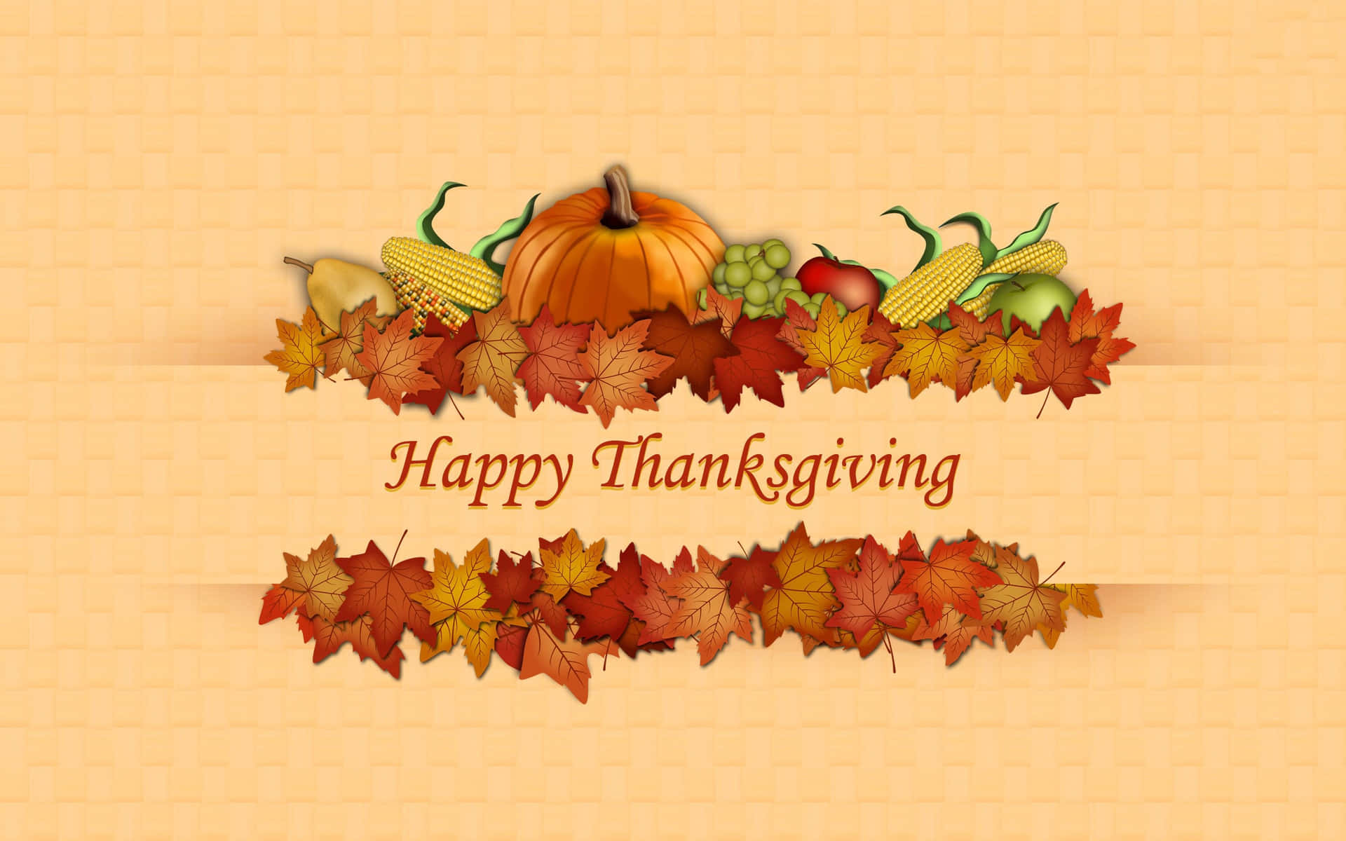 Pumpkins And Maple Leaves Happy Thanksgiving Card Wallpaper