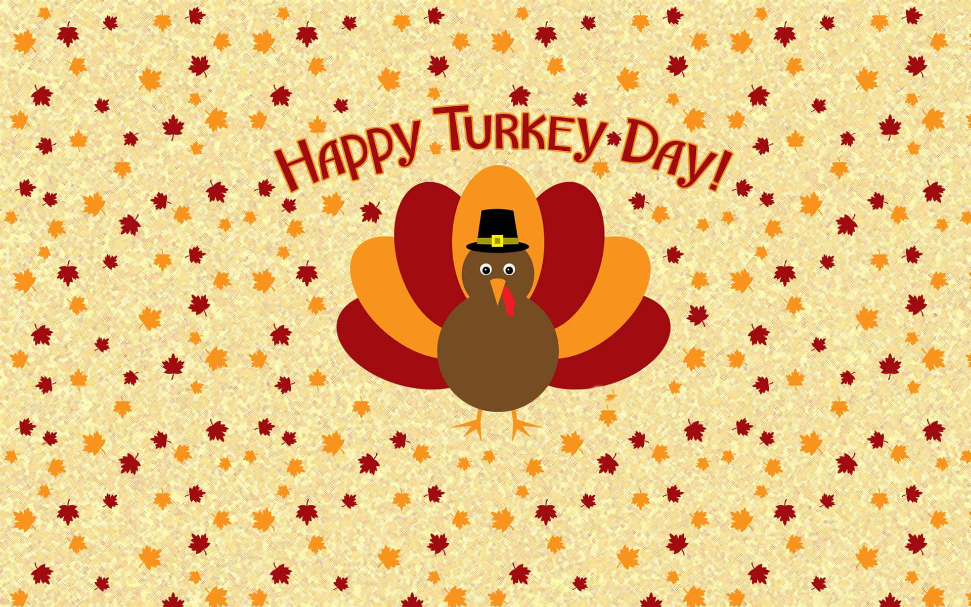 Happy Thanksgiving Turkey With Red And Orange Feathers Wallpaper