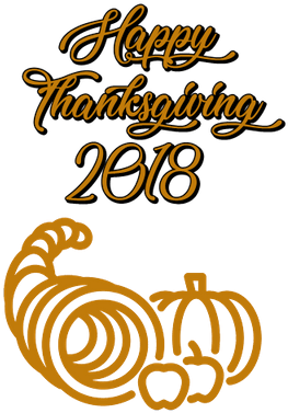 Happy Thanksgiving2018 Cursive Textand Pumpkin Design PNG