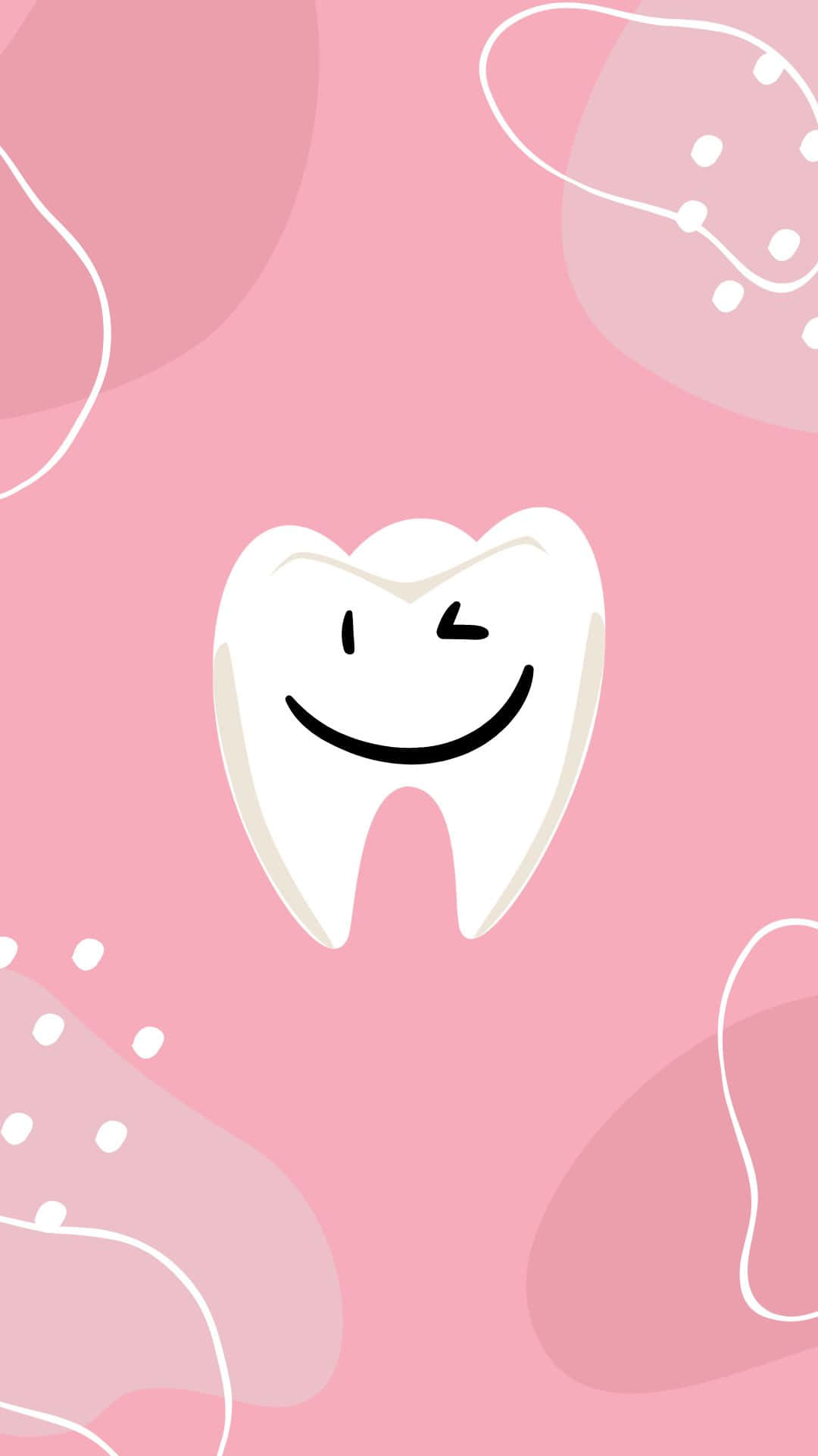 Happy Tooth Cartoon Pink Background Wallpaper