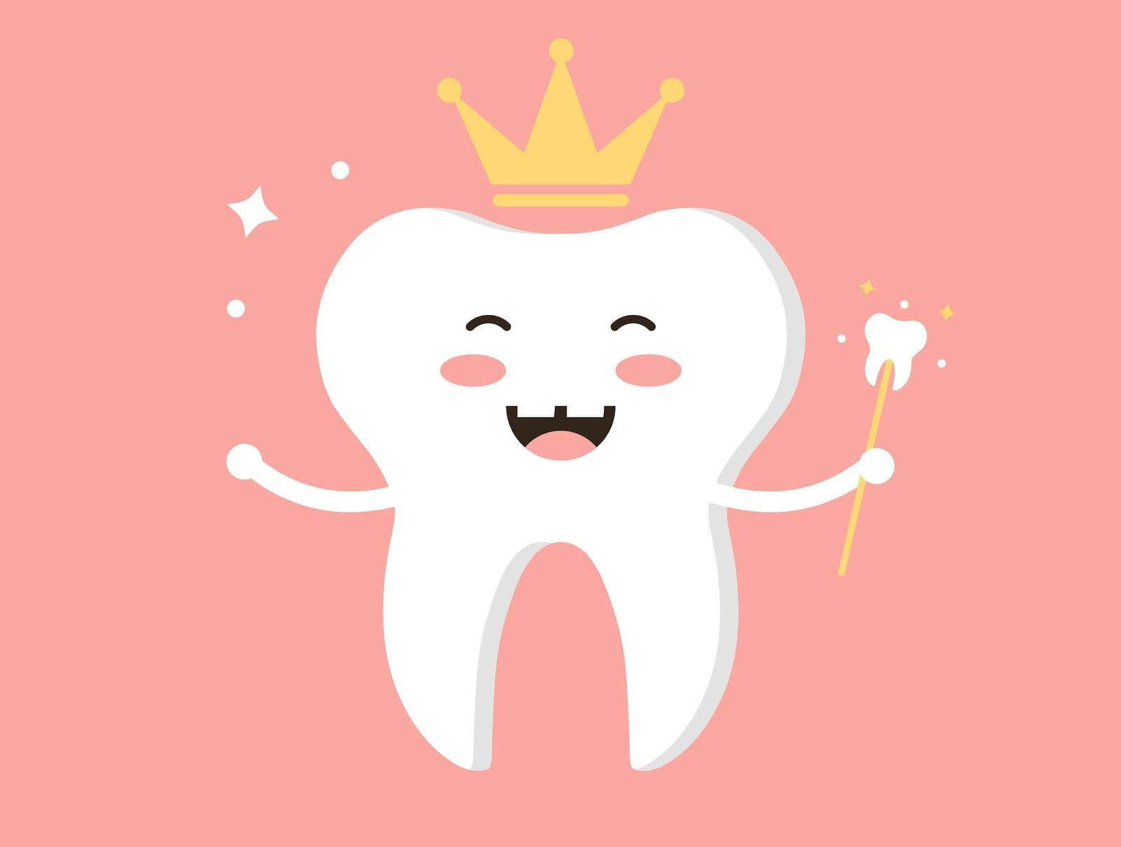 Happy Tooth Cartoonwith Crownand Wand Wallpaper